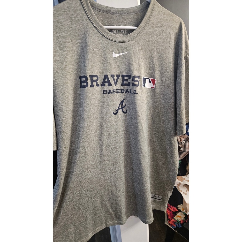 Nike Dri-FIT Atlanta Braves MLB Authentic Collection Gray T-Shirt Mens XL